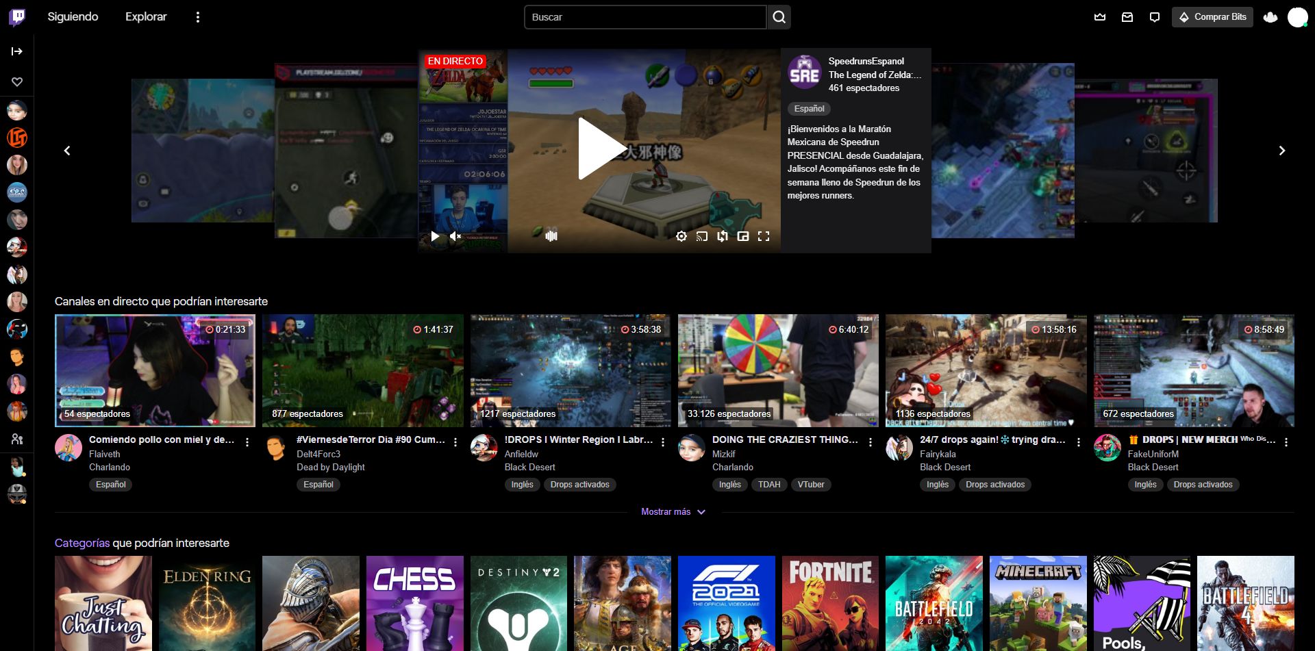 Screenshot of Twitch Dark Ñ