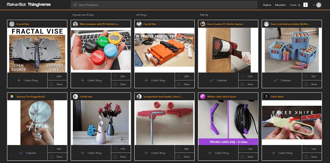 Screenshot of Thingiverse Dark Orange