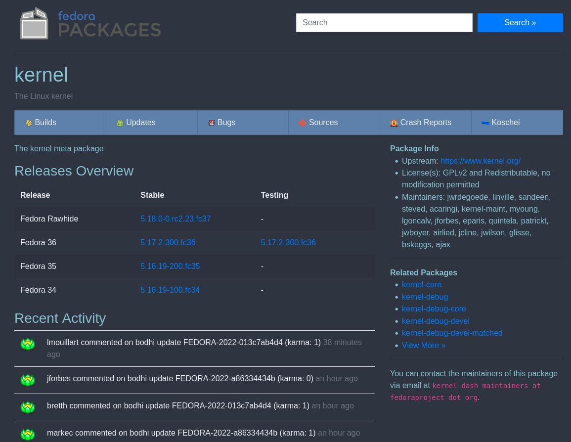 Screenshot of Fedora Project - Packages Nord (dark)