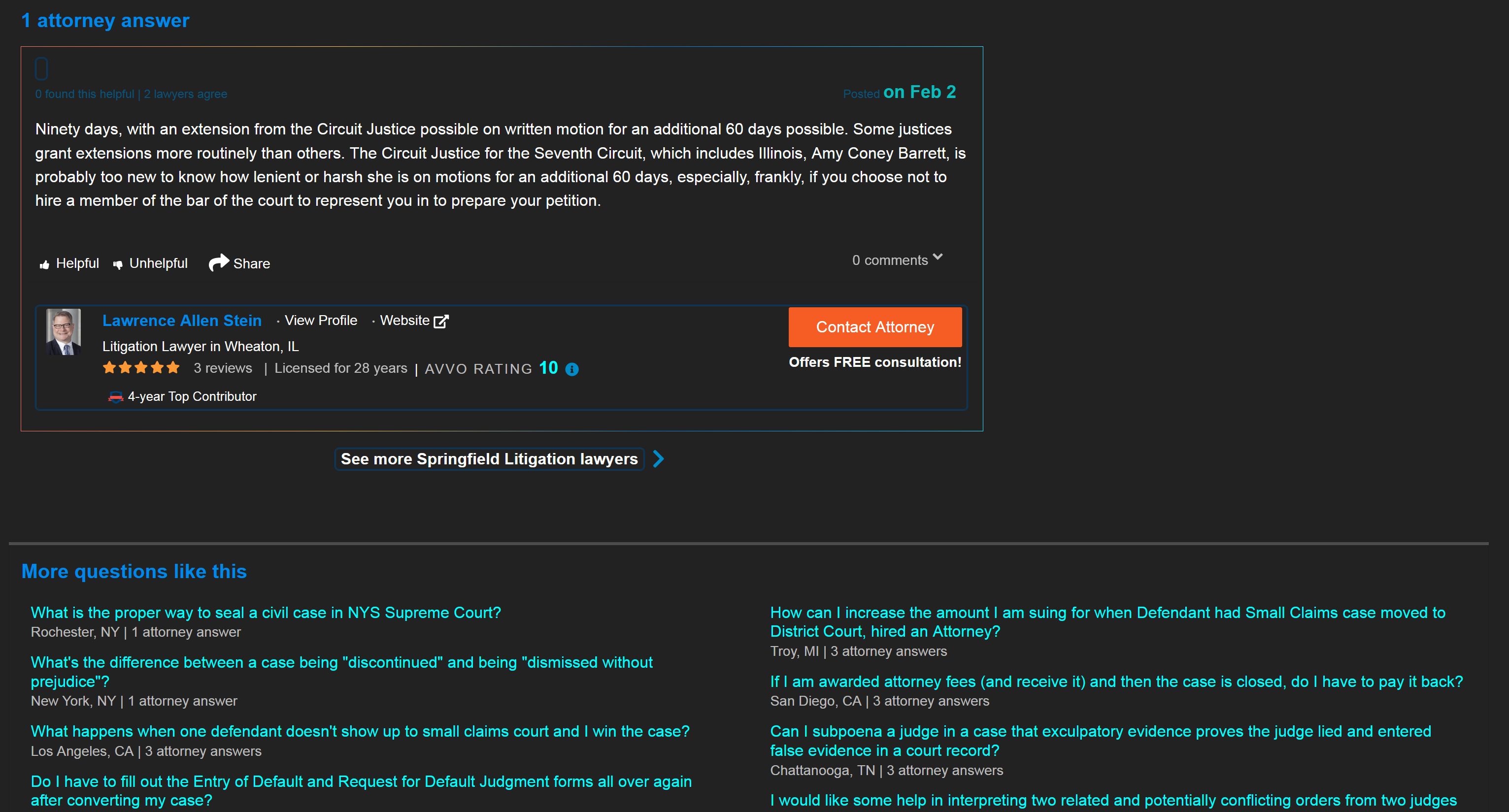 Screenshot of Avvo.com Basic Dark