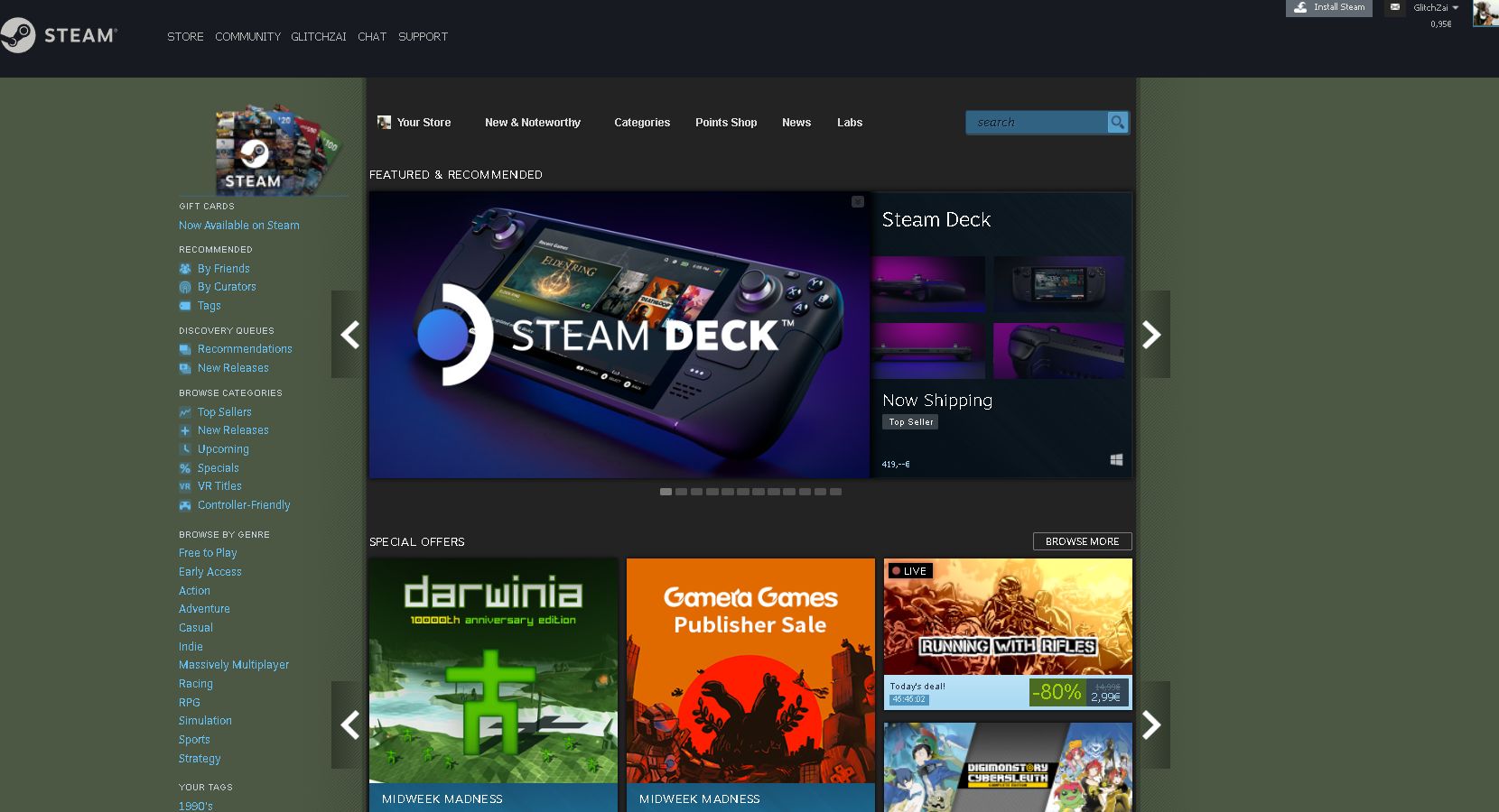 Screenshot of Steam in 2007