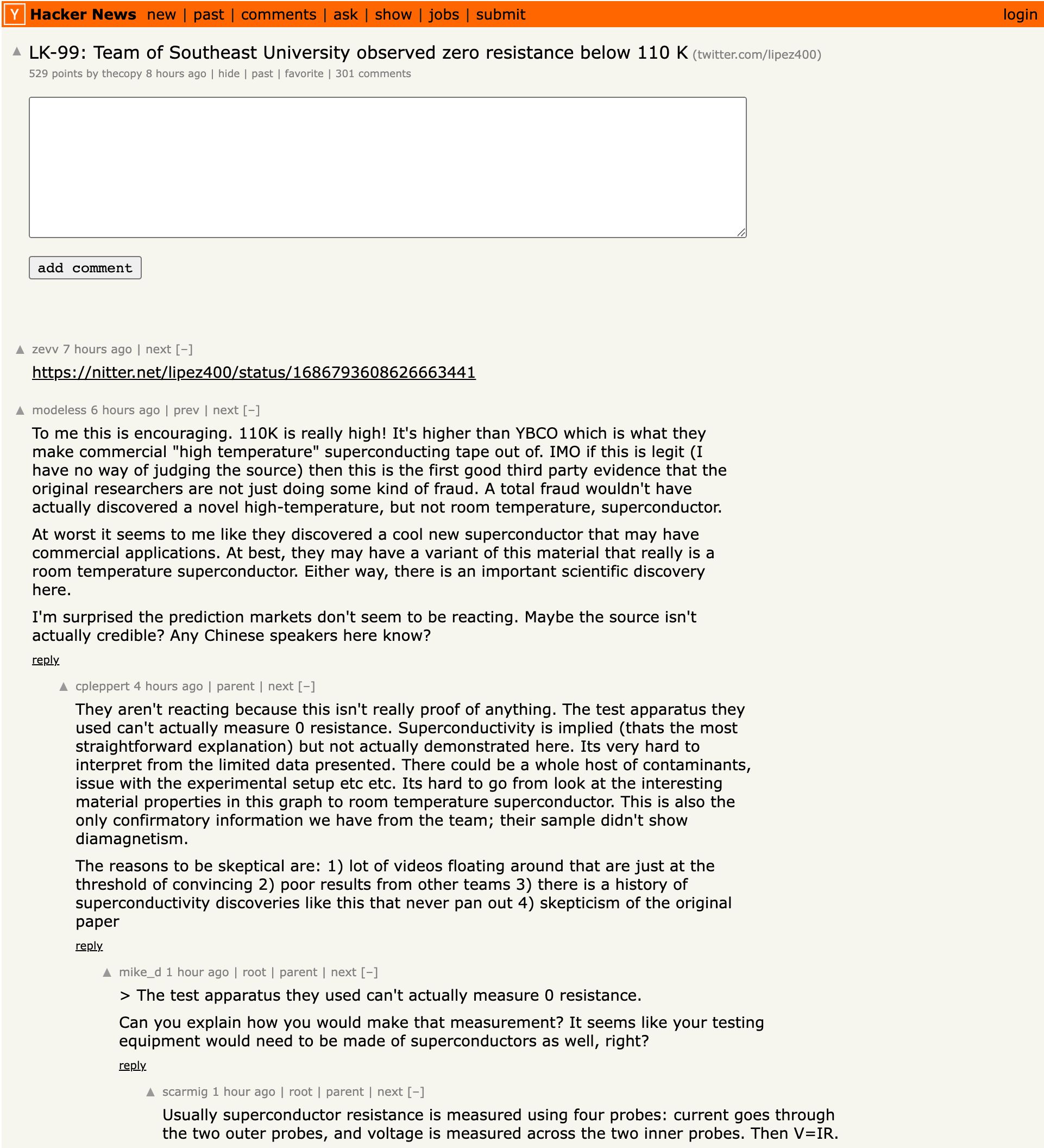 Screenshot of Readable Hacker News