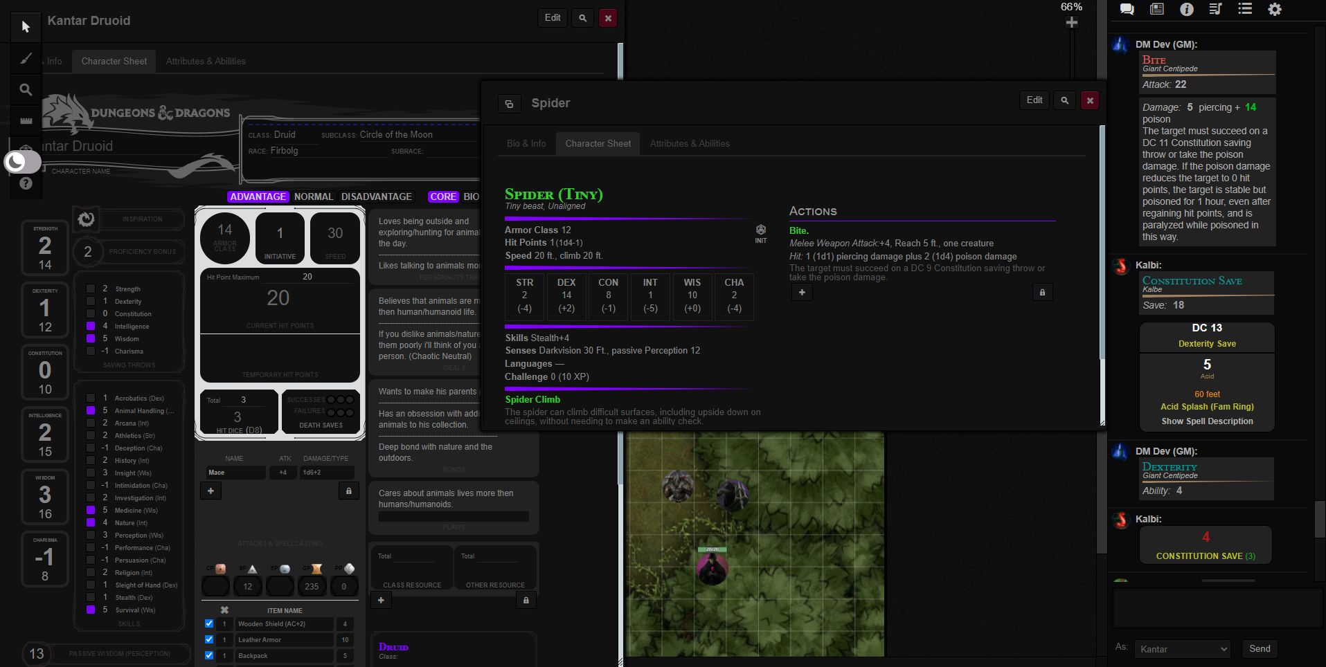 Screenshot of Roll20 - Emoh's Darkness Reskinned