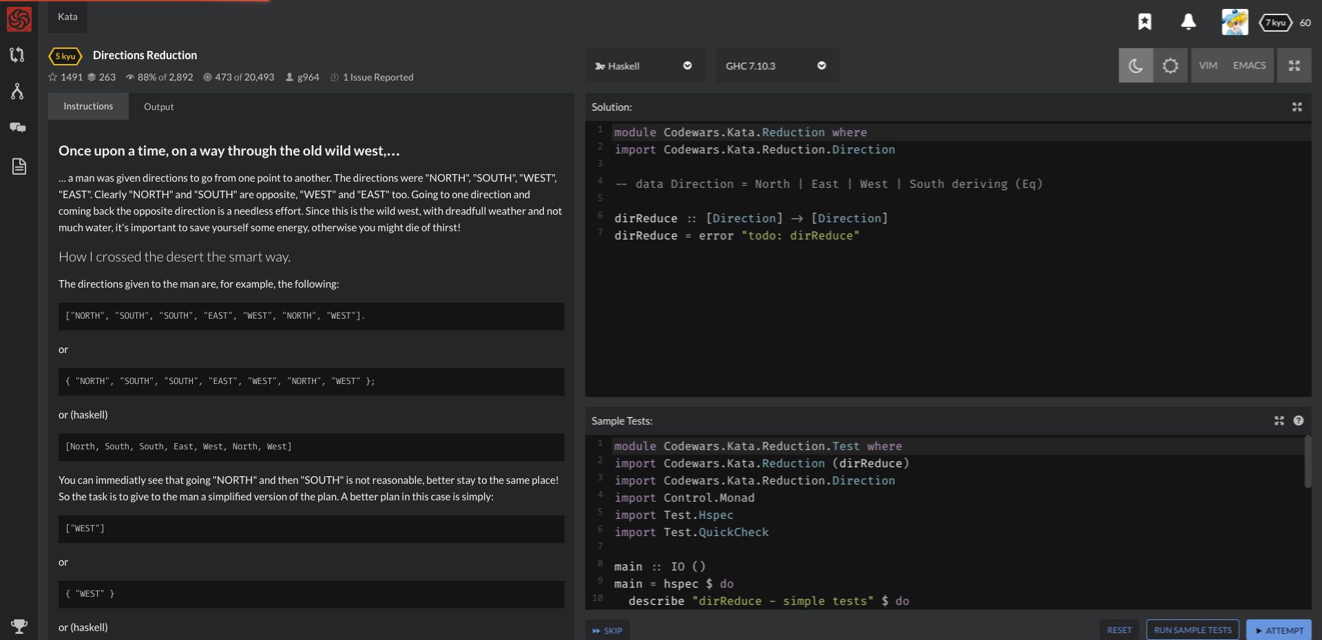 Screenshot of Pretty Codewars