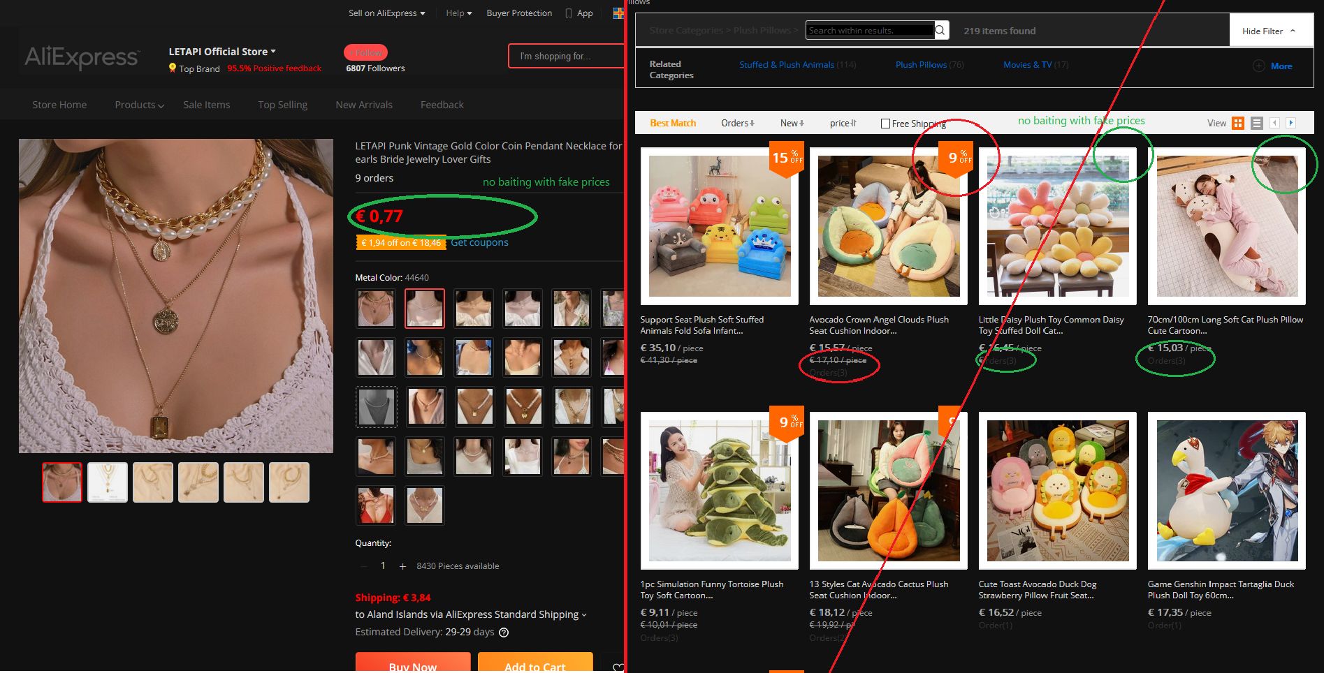 Screenshot of Aliexpress.com no marketing psychology