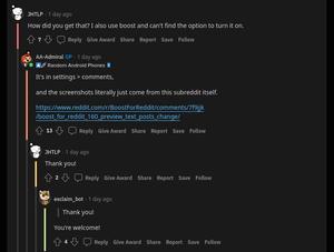 Screenshot of Reddit colored comments