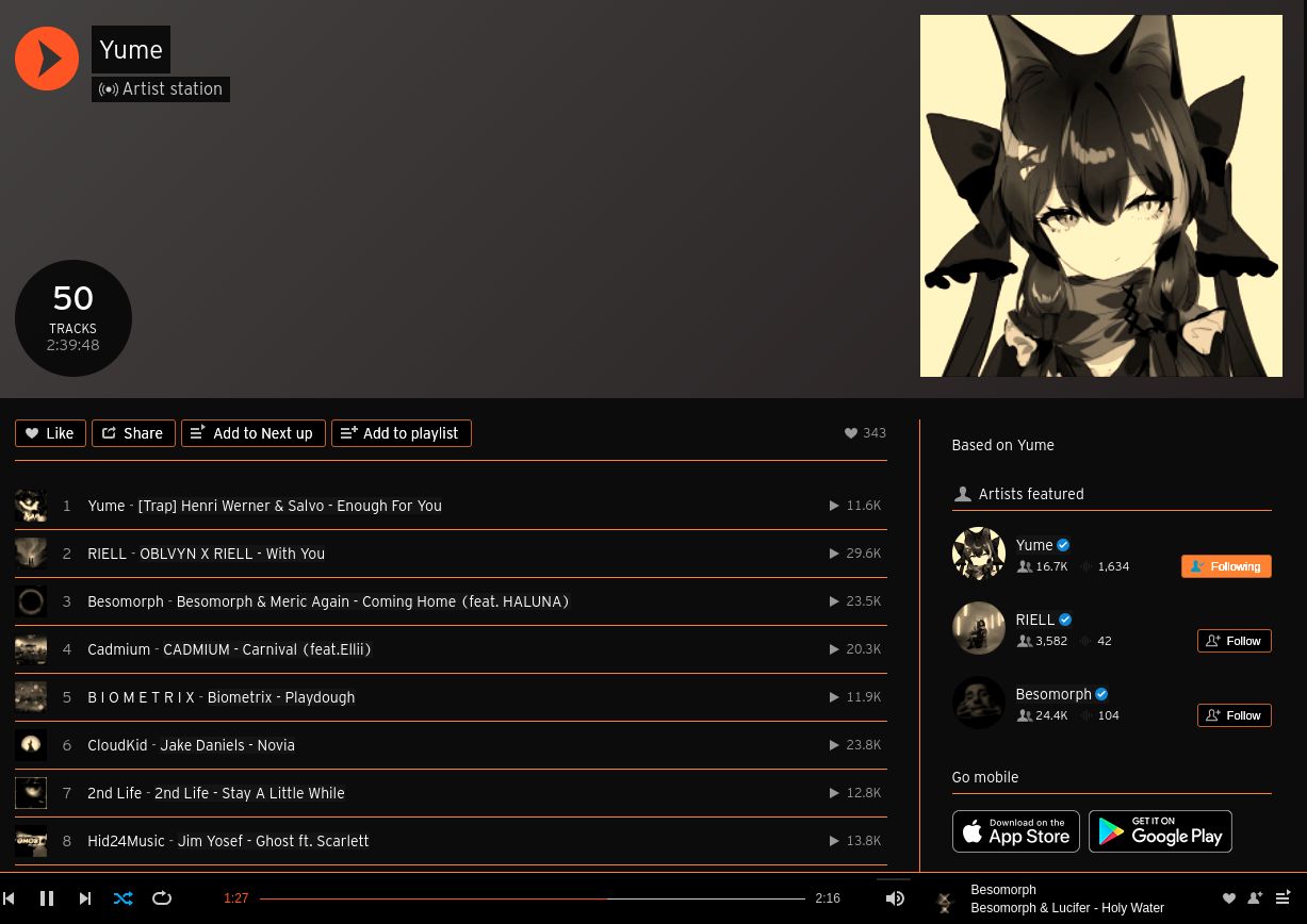 Screenshot of soundcloud.com - Dark Scheme Additions