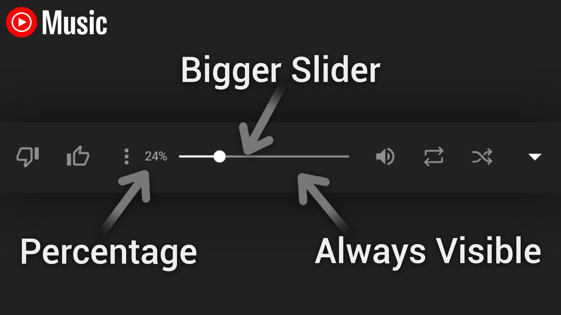 Screenshot of YouTube Music volume slider