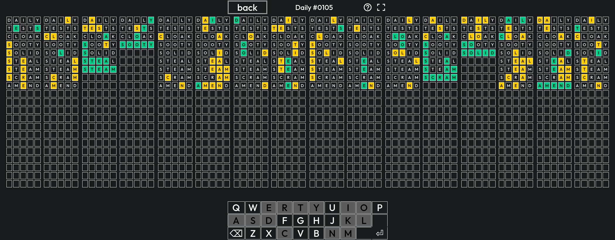 Screenshot of Desktop-friendly sedecordle layout