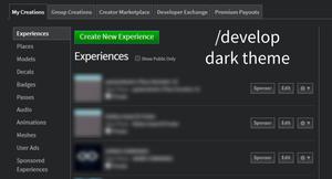 Screenshot of ROBLOX Develop/Create Dark Theme