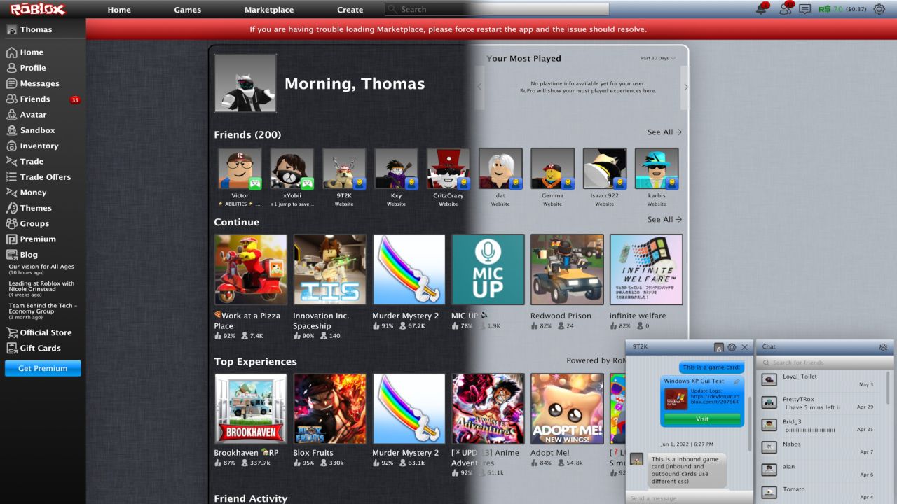 Screenshot of Skeuomorphic Theme for Roblox