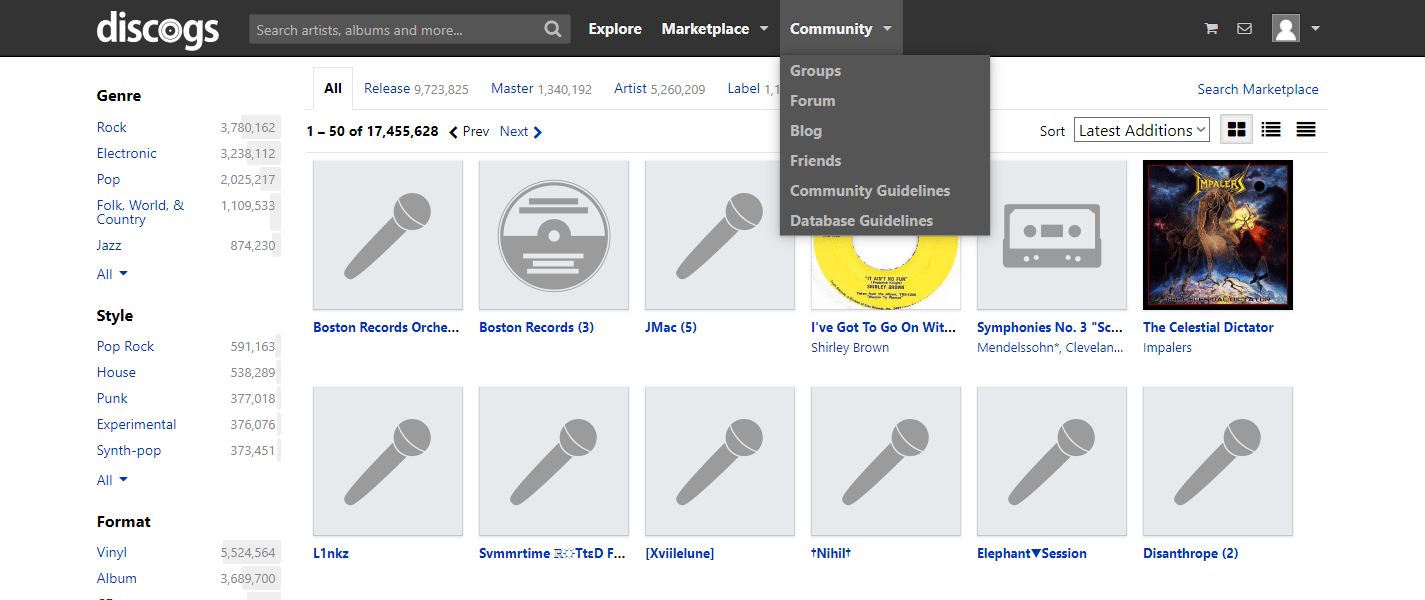 Screenshot of Discogs Slight Redesign