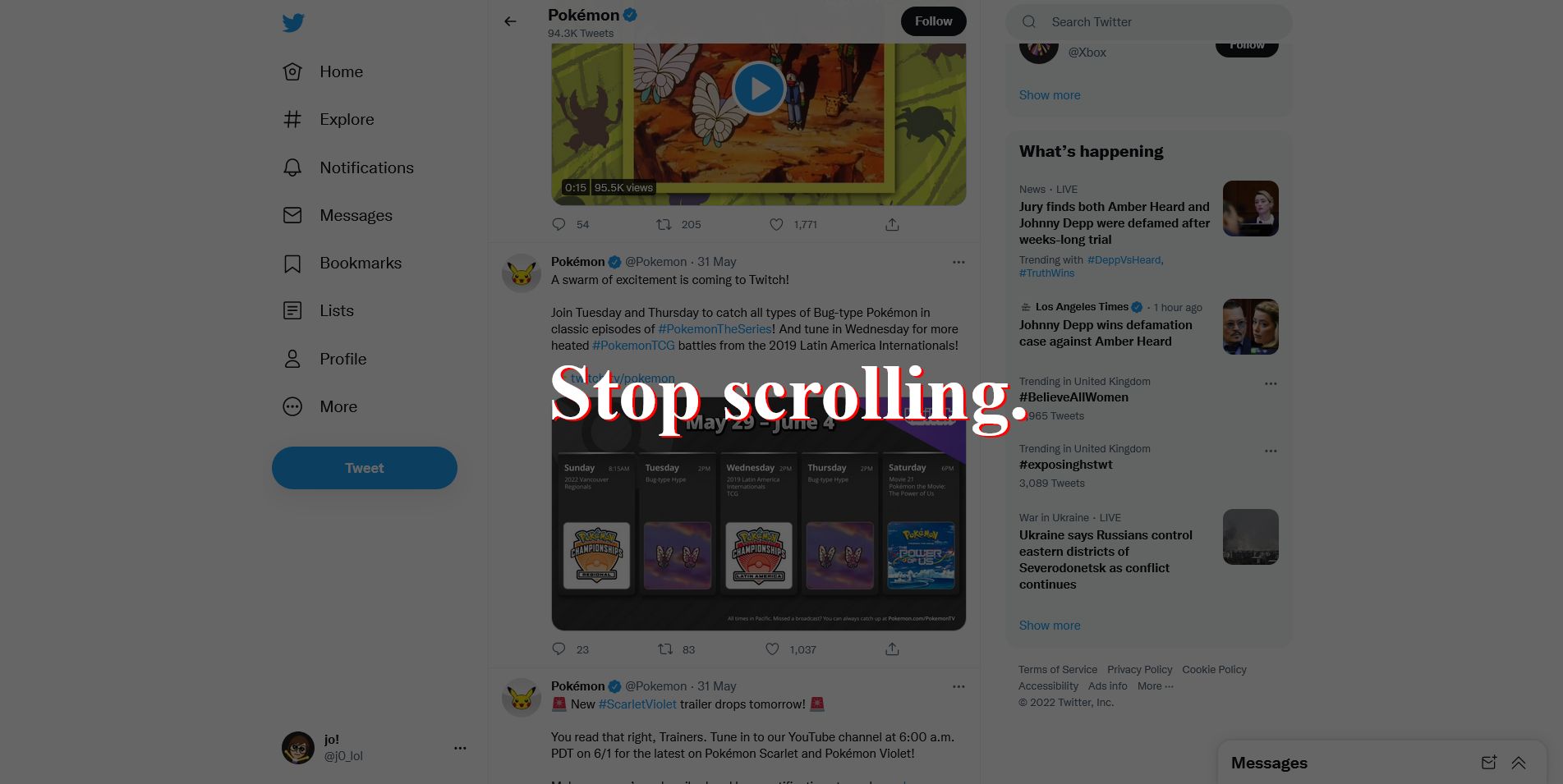 Screenshot of Stop scrolling.