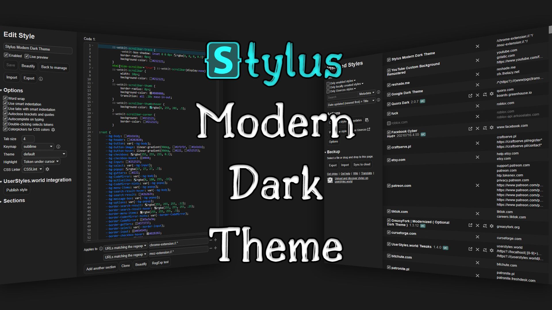 Screenshot of Stylus Modern Dark Theme