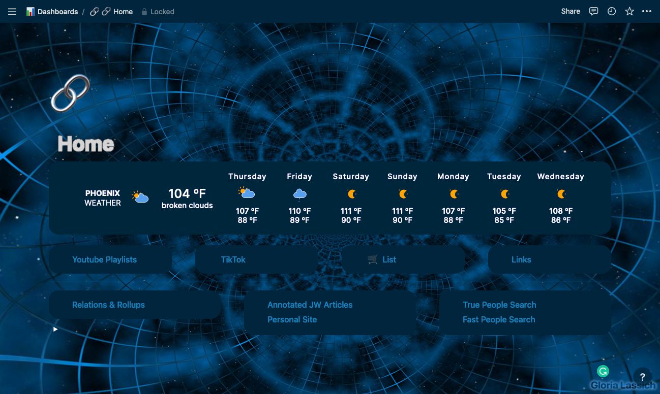 Screenshot of Space Grid Notion Theme