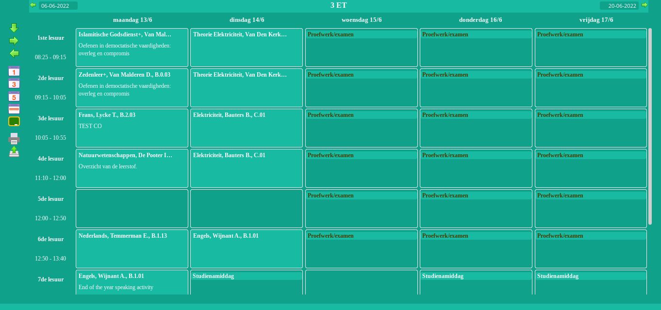 Screenshot of Smartschool Cyan Mode