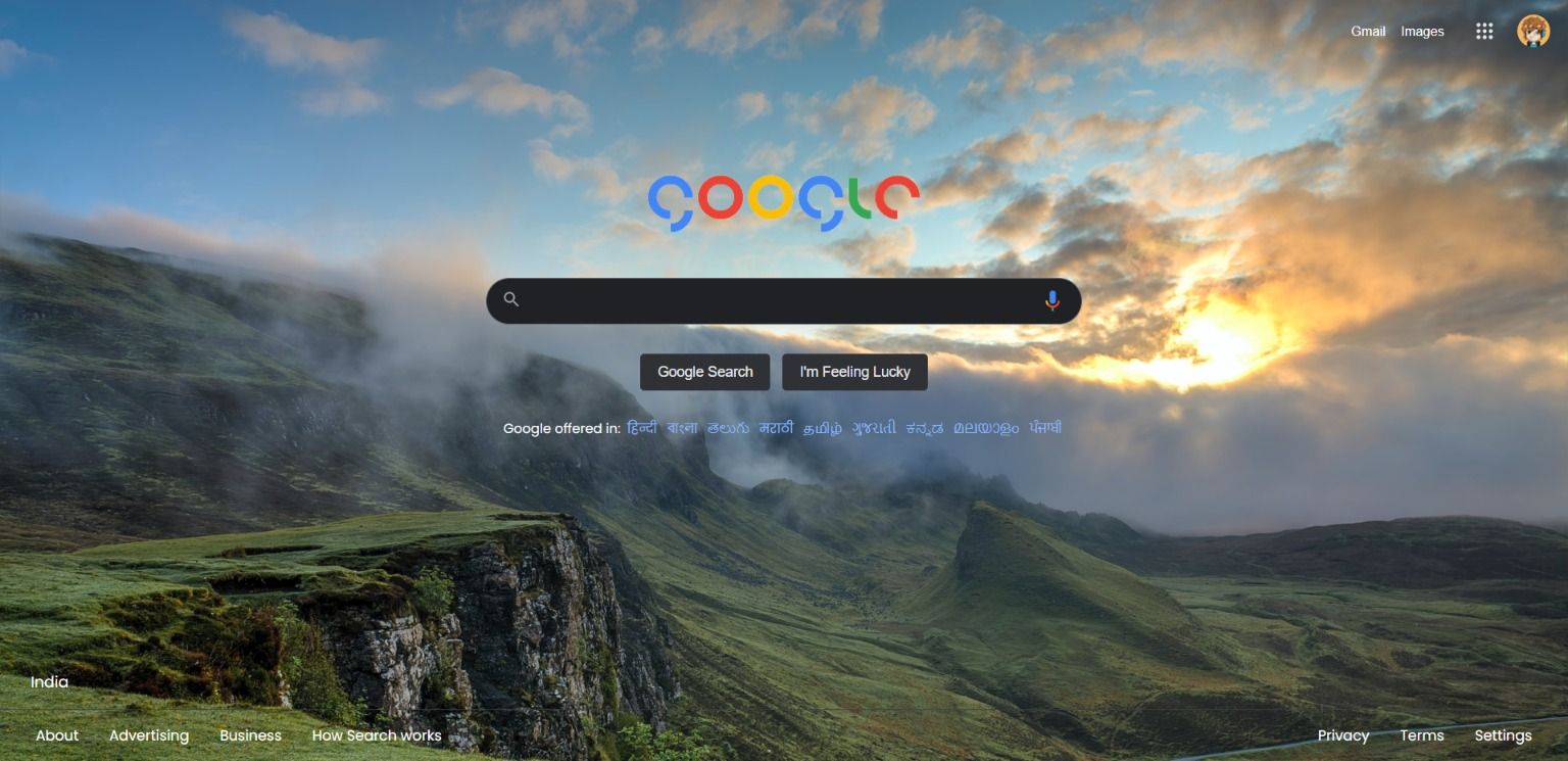 Screenshot of Natural Google Dark Theme