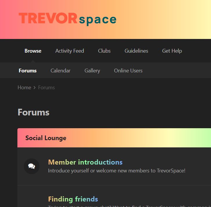 Screenshot of Trevorspace Pride Gradient