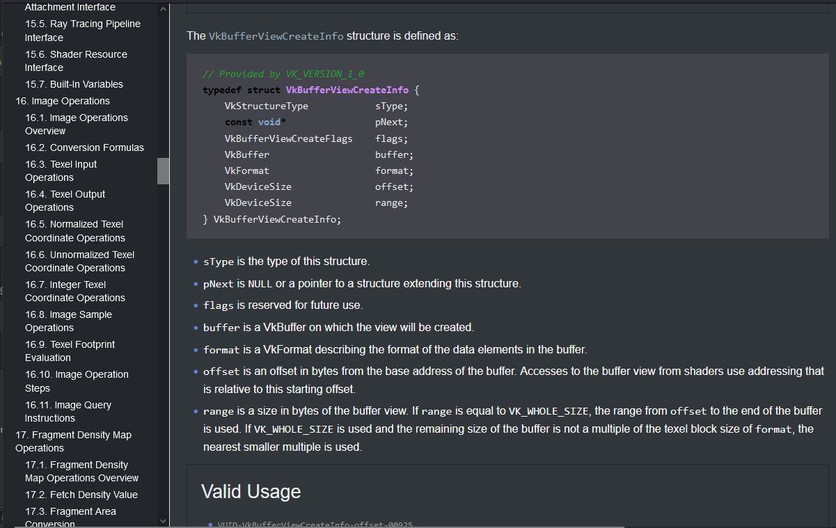 Screenshot of Dark Vulkan Documentation