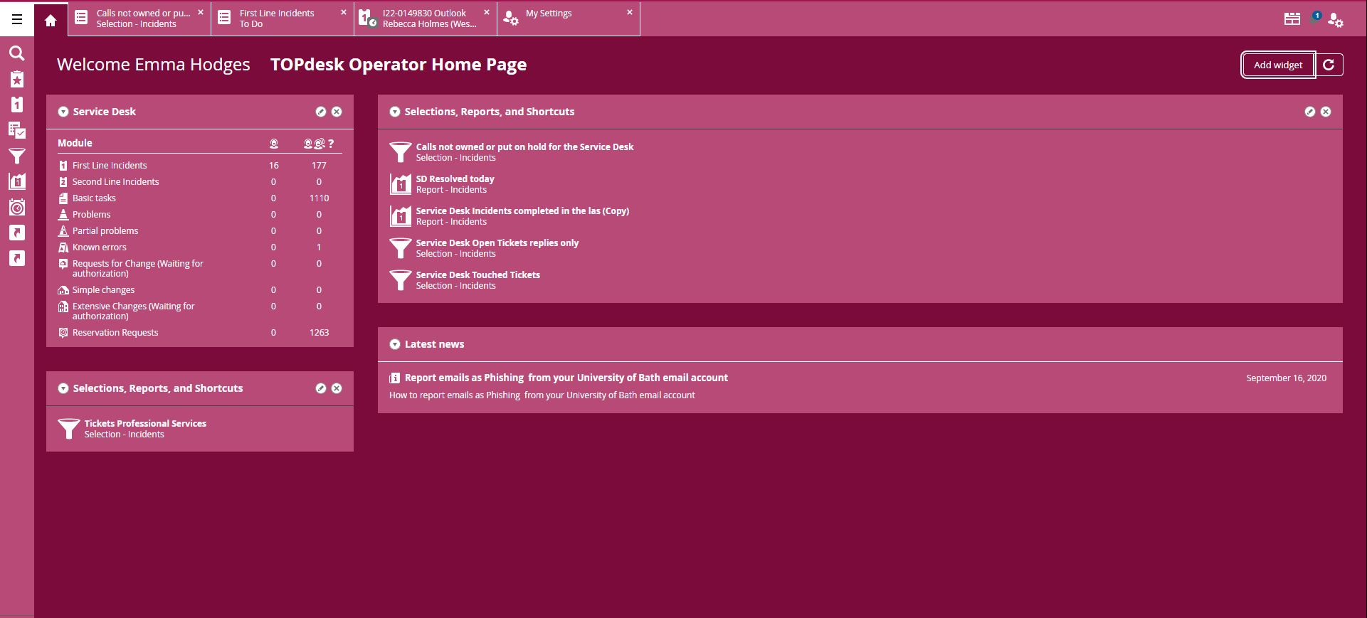 Screenshot of Pink Dreams (TOPdesk Operator Recoloring)