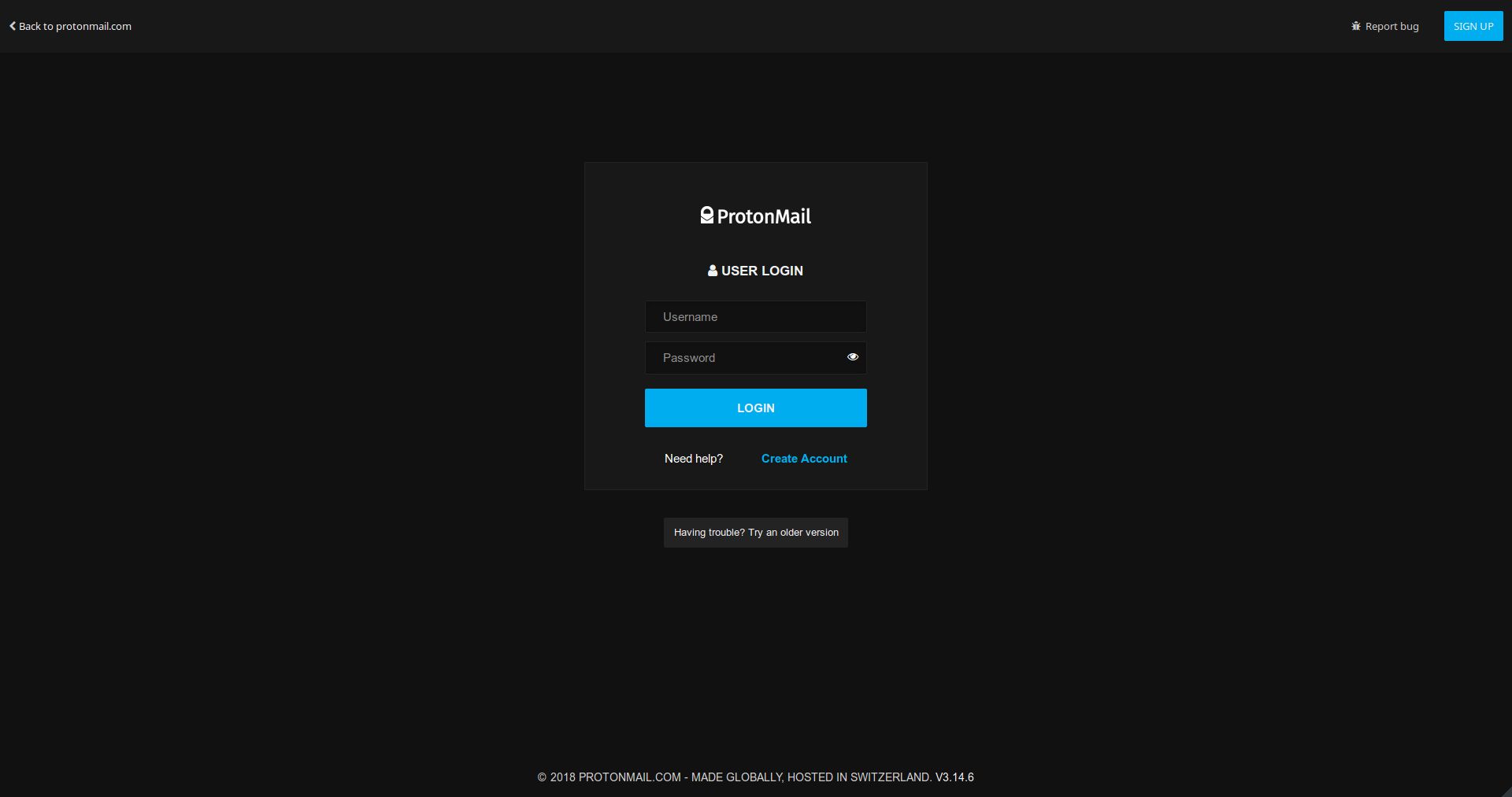 Screenshot of ProtonMail DeepDark