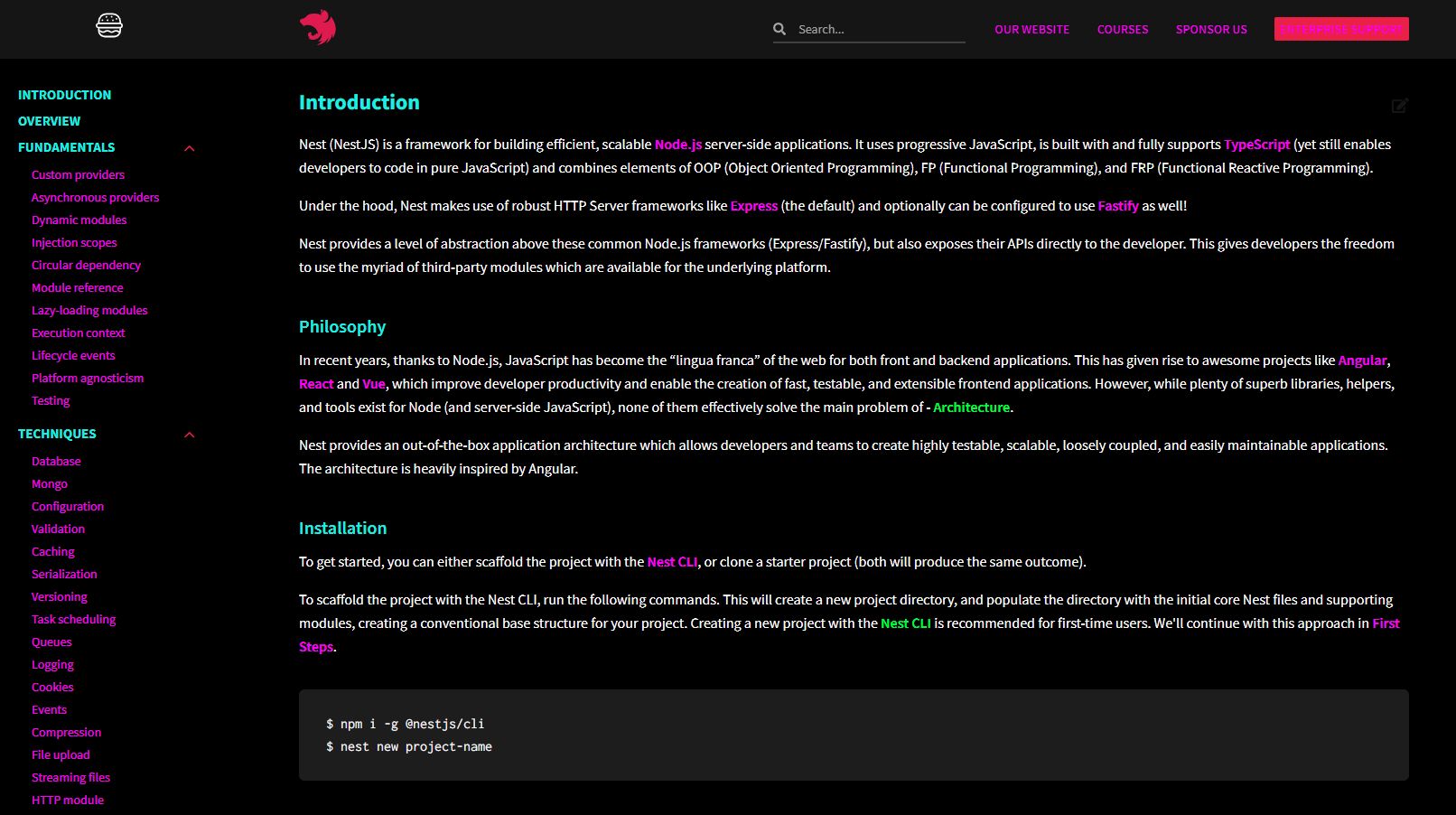 Screenshot of NestJS Vaporwave theme