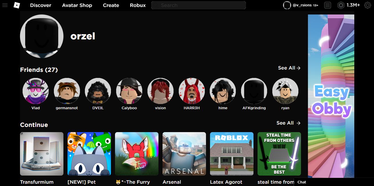 Screenshot of Roblox AMOLED