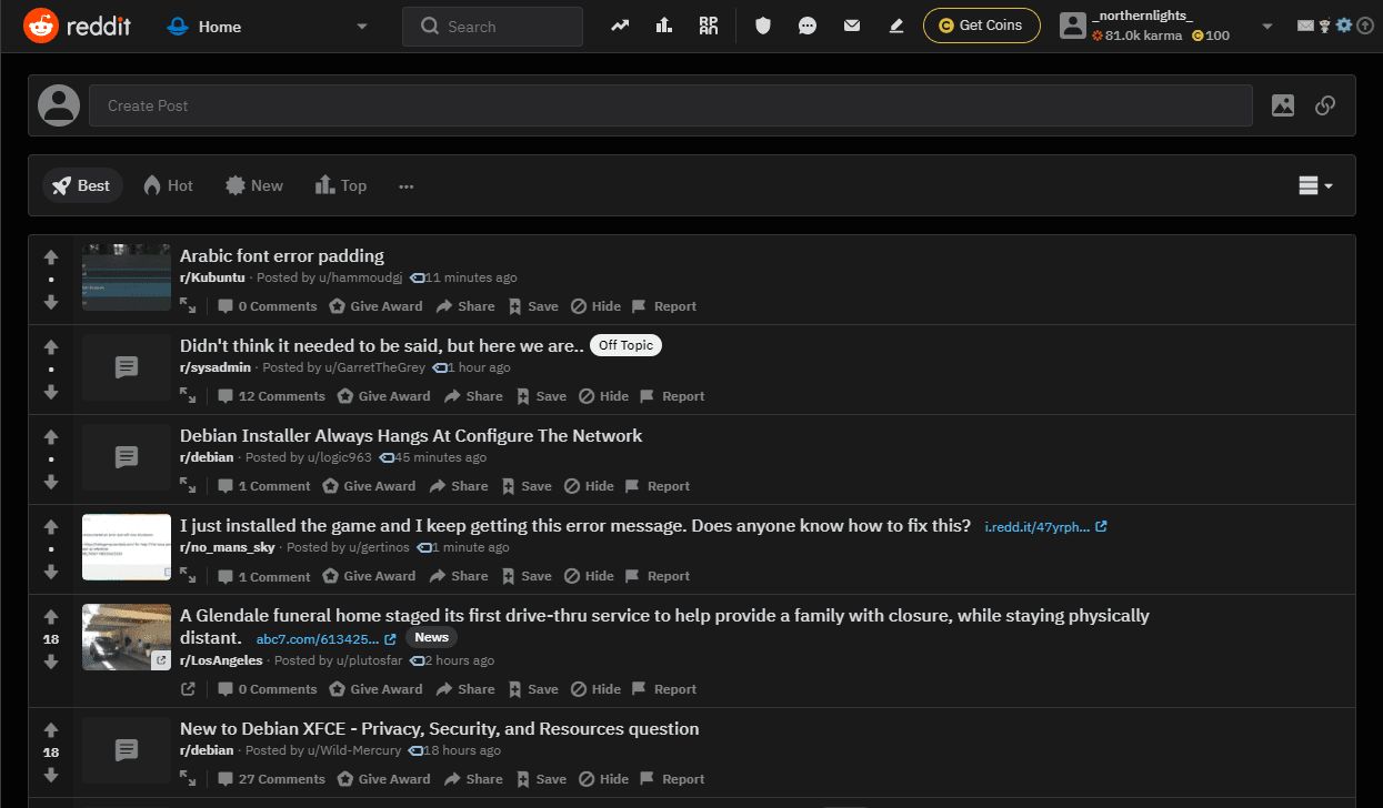 Screenshot of Hide new side bar