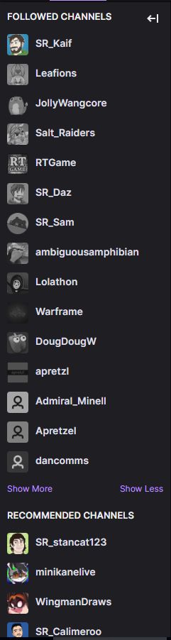 Screenshot of Twitch Sidebar DeClutter