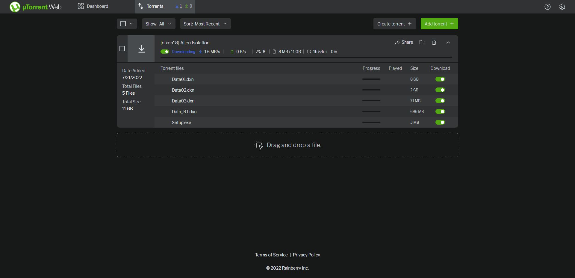 Screenshot of Utorrent Web Enhanced