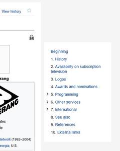 Screenshot of wikipedia: toc tweaks
