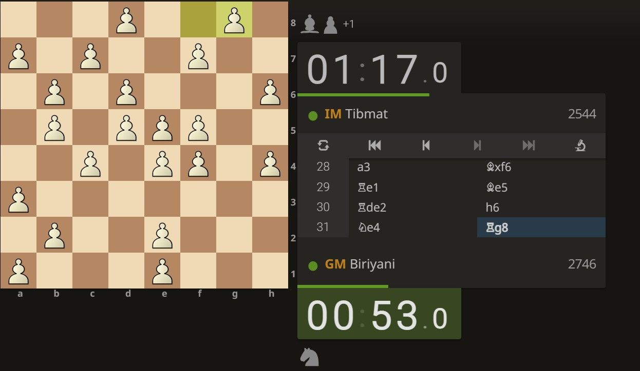 Screenshot of lichess.org - Only White Pawns - Custom Piece Style