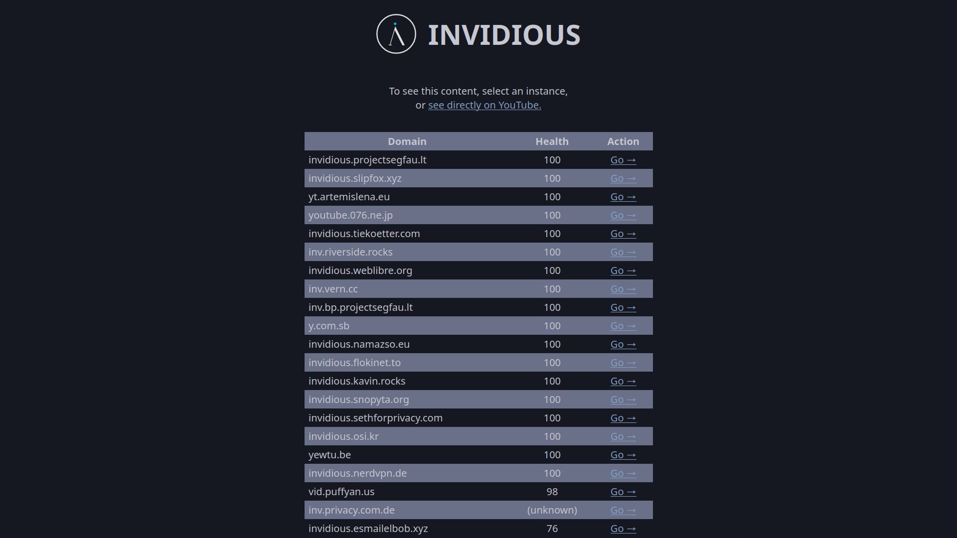 Screenshot of Invidious Redirect Iceberg Theme