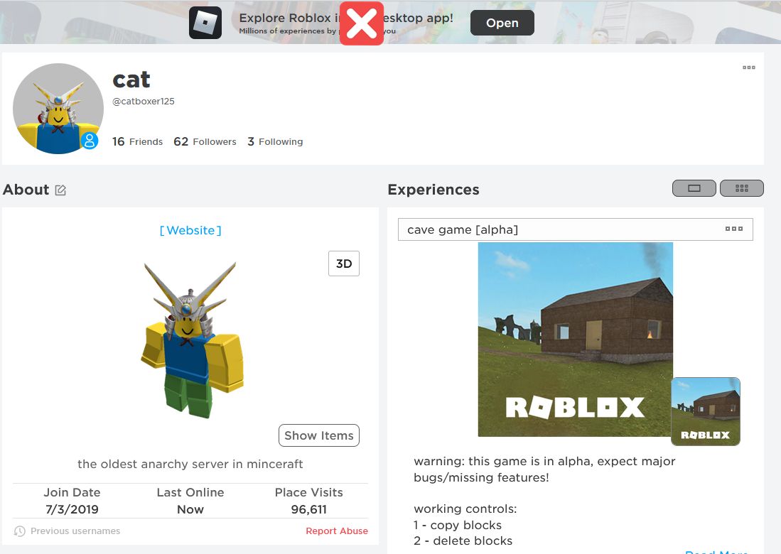 Screenshot of Roblox Remove Desktop App Banner