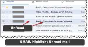 Screenshot of GMAIL Highlight Unread mail v.2