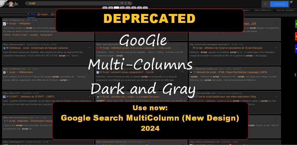 Screenshot of GooGle - Multi-Columns Dark and Gray v.49.5