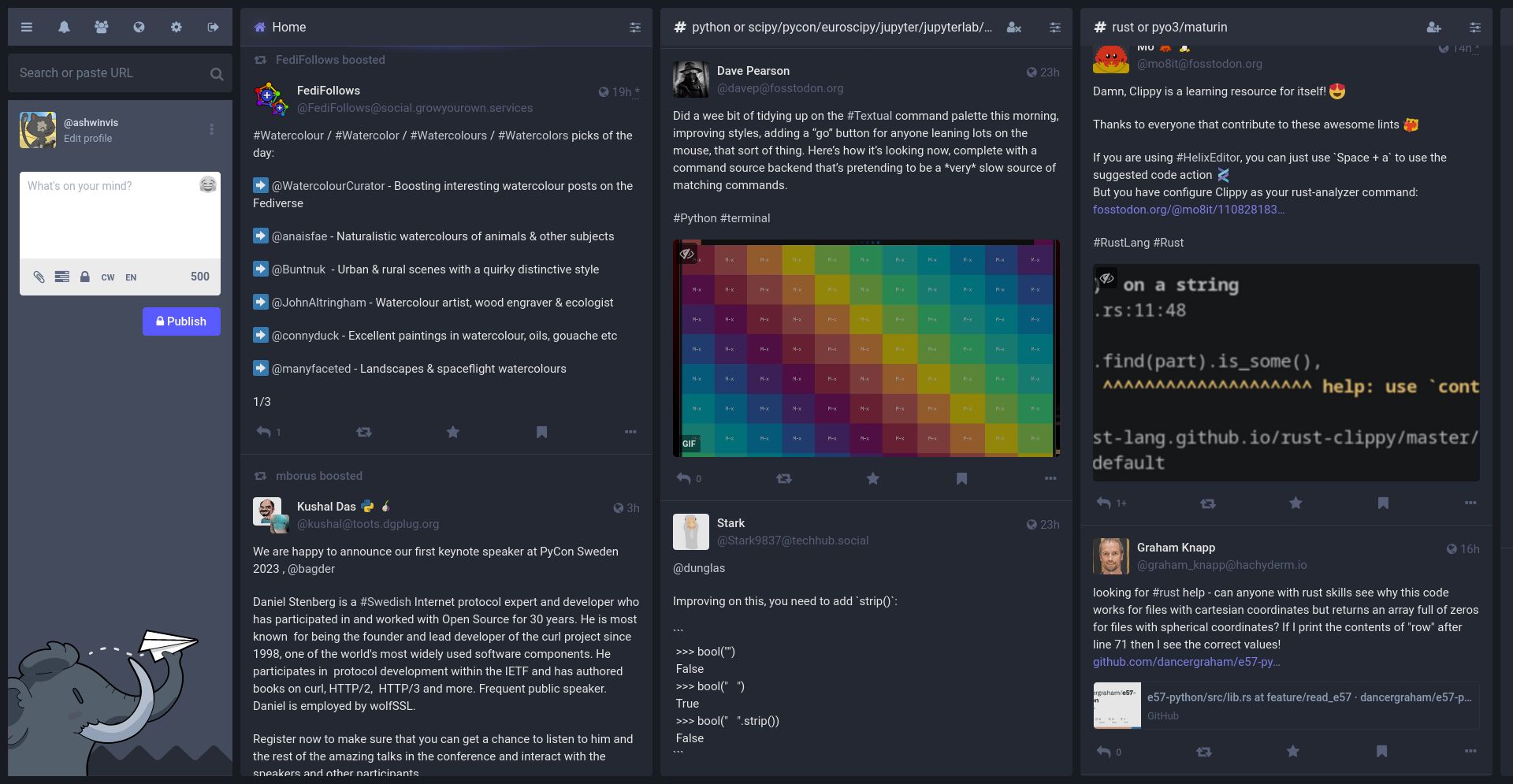 Screenshot of Mastodon Relax