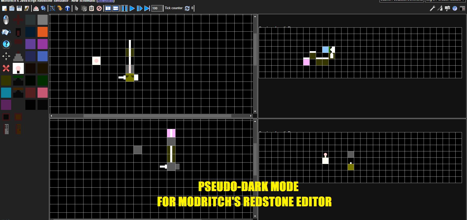 Screenshot of Mordritch's Redstone Editor - Dark Mode (Pseudo-Dark using Pixel Filters)