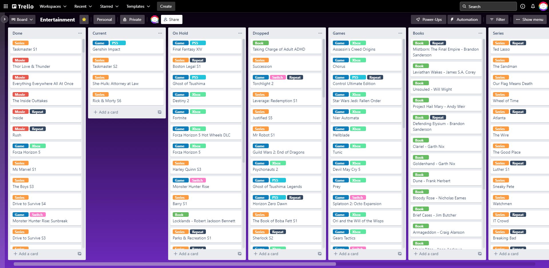 Screenshot of Fix Trello Label Colours