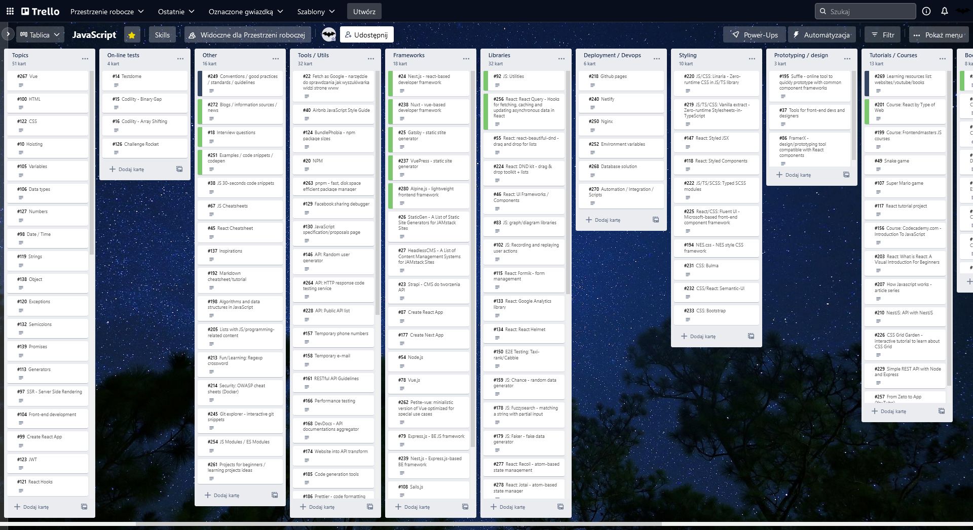 Screenshot of Skillfortress - Trello