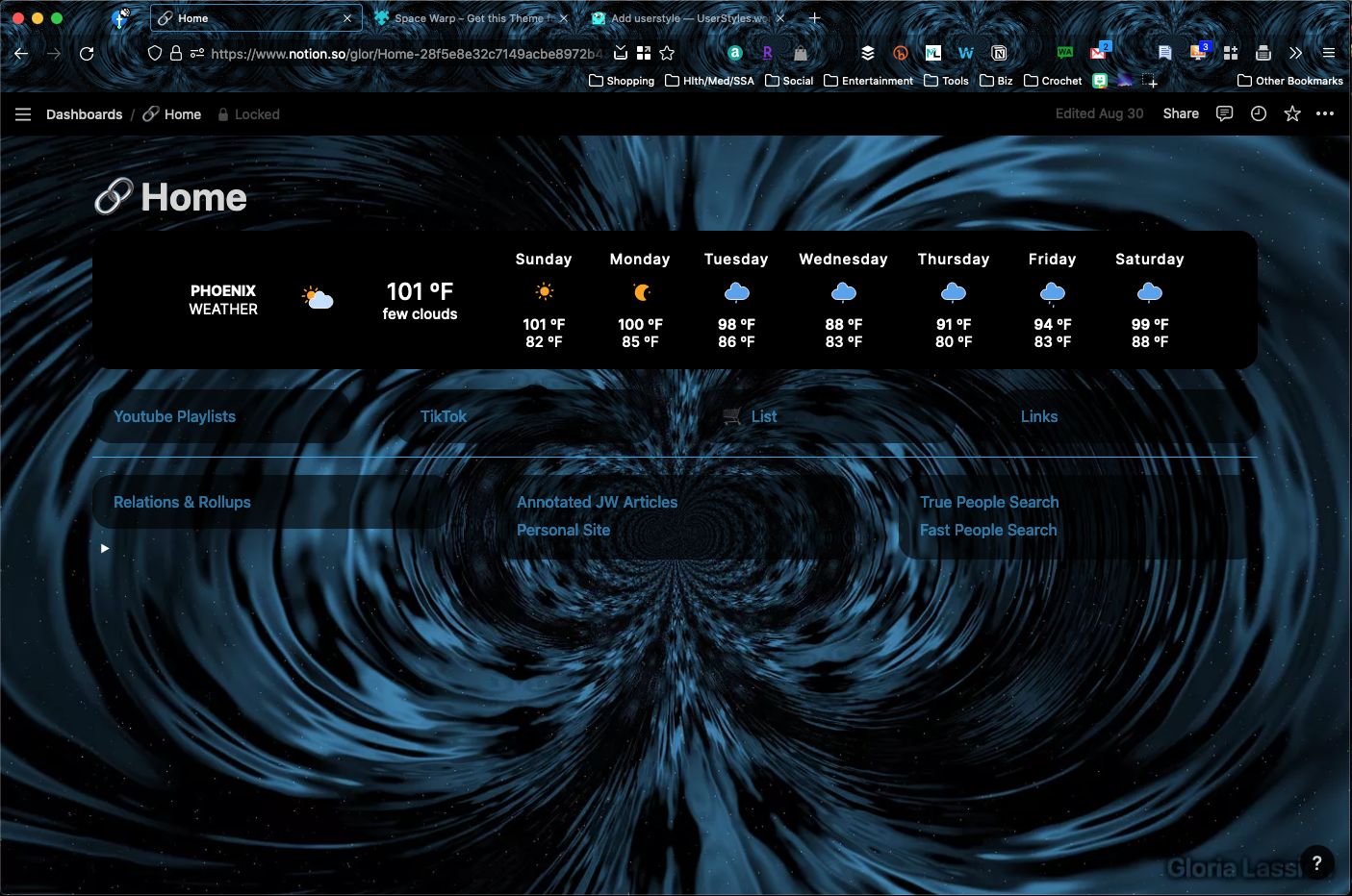 Screenshot of Space Warp 2 Notion Theme