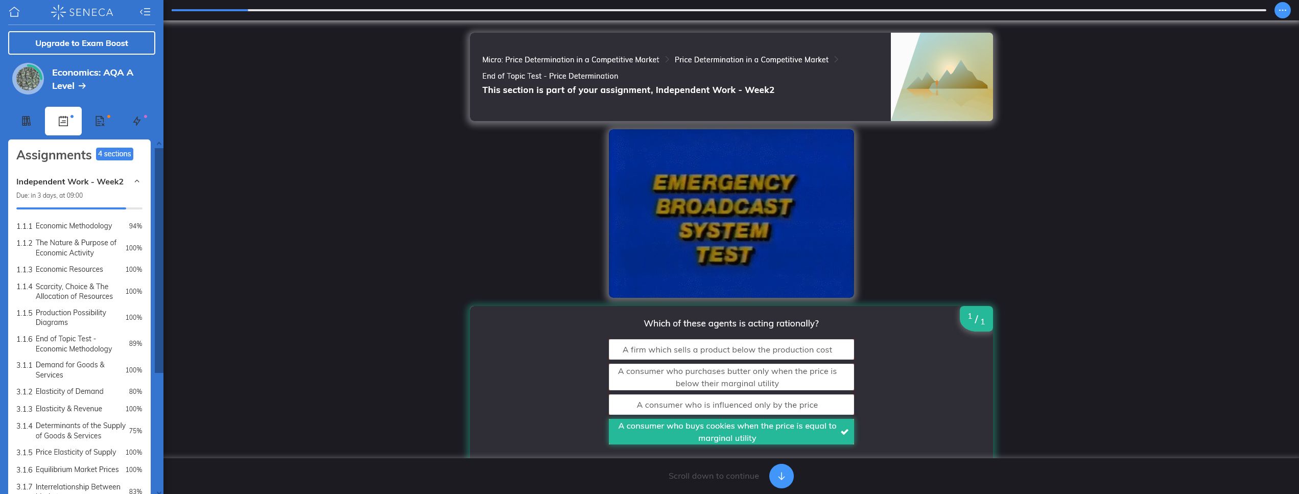 Screenshot of Dark theme for Senecalearning