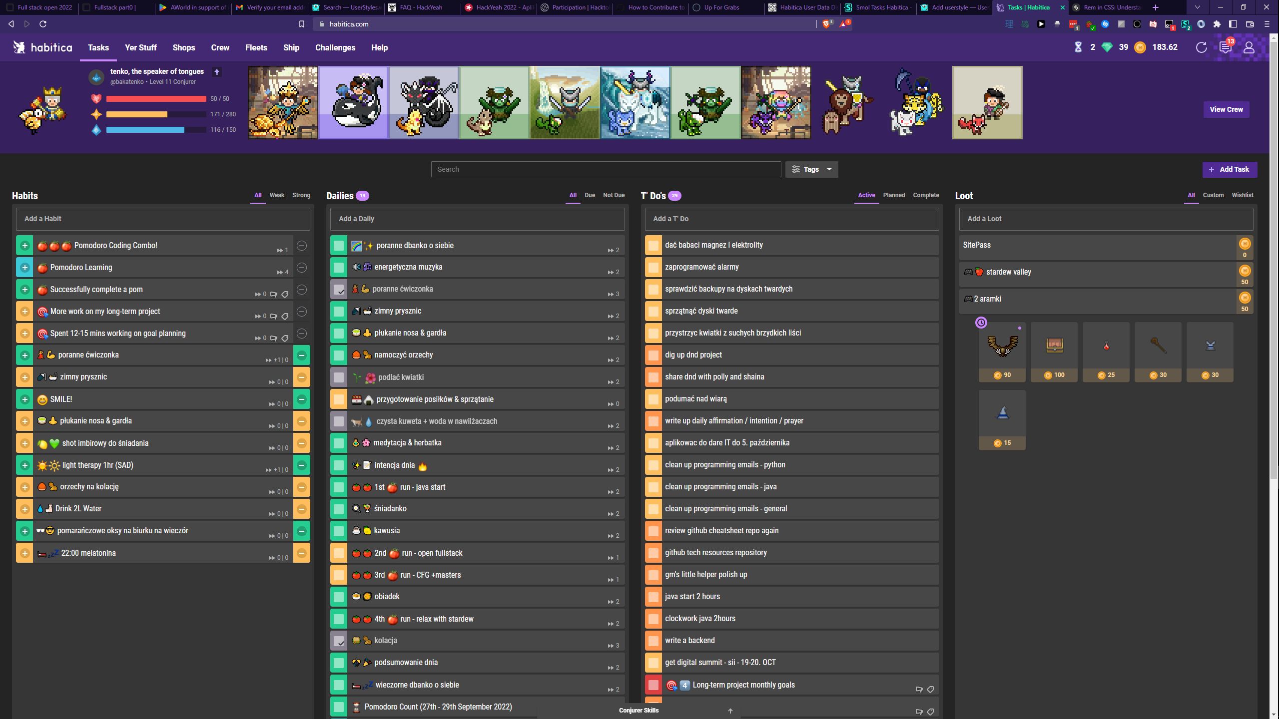 Screenshot of Smol Habitica (Compact Tasks)