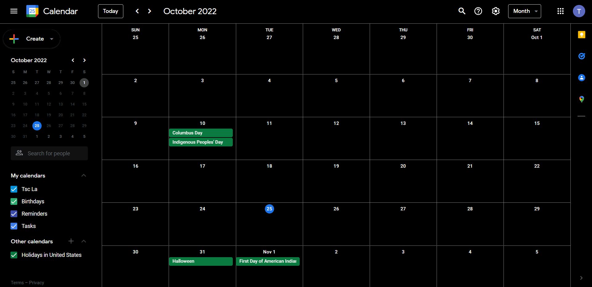 Screenshot of OLED Dark Mode for Google Calendar