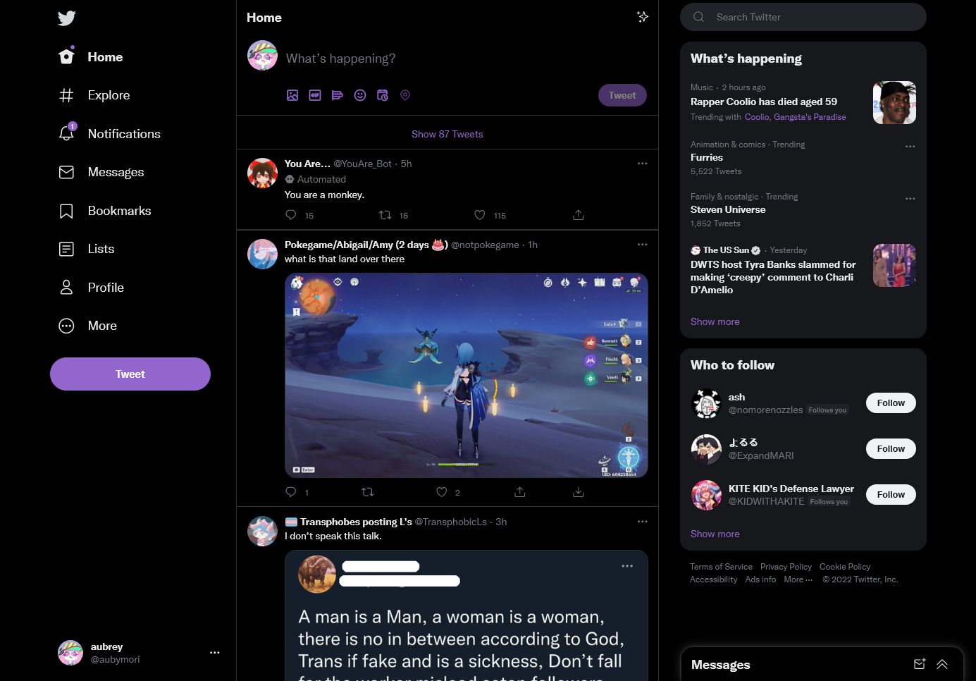 Screenshot of Twitter Color Changer