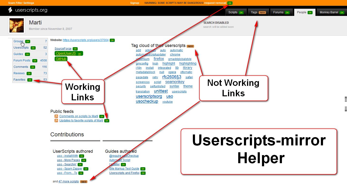 Screenshot of Userscripts-mirror Helper v.10