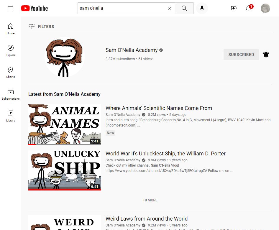 Screenshot of Old YouTube Search