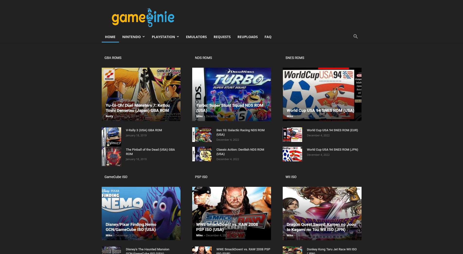 Screenshot of Gameginie Dark Theme