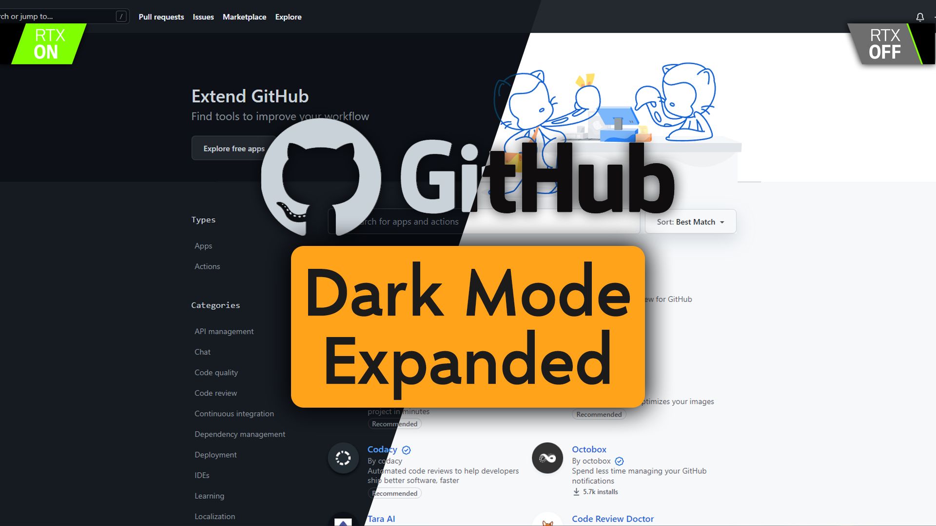 Screenshot of GitHub Dark Mode Expanded