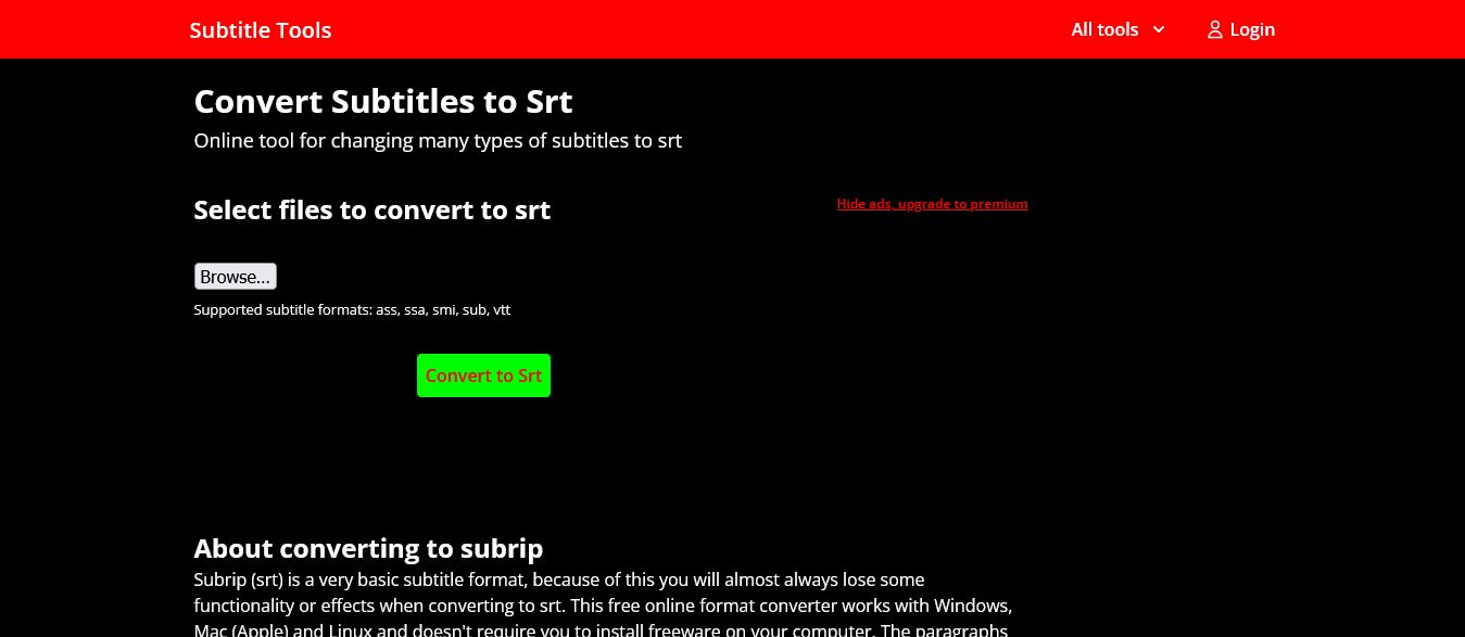 Screenshot of subtitletools - darkred